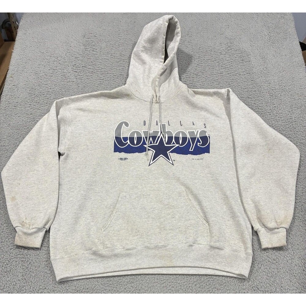Vintage Dallas Cowboys Hoodie Sweatshirt Mens XL Gray NFL Football Home Team 90s